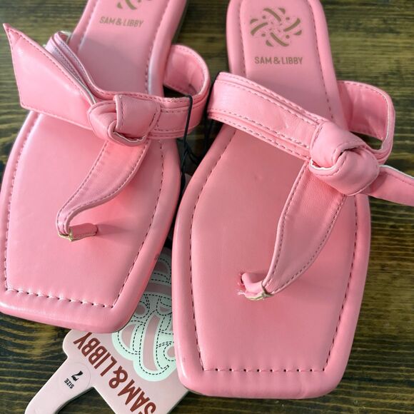 Sam & Libby Pink Tia Bow Sandals Size 7 - Picture 5 of 8